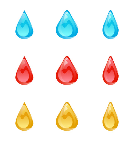 Illustration set of multicolored droplets isolated on white background - vectorのイラスト素材