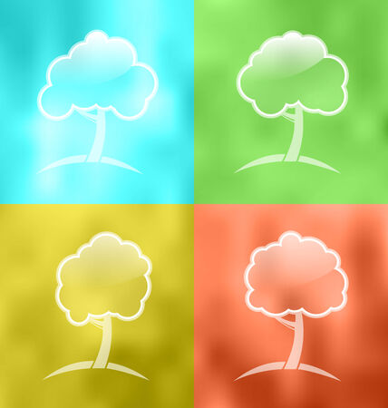 Illustration four seasonal icons with trees - vectorのイラスト素材