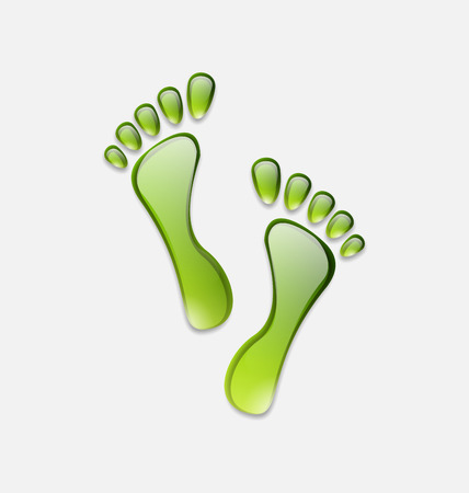 Illustration water green human foot print  isolated on white background - vectorのイラスト素材