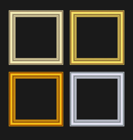 Illustration set picture frames isolated on black background - vectorのイラスト素材
