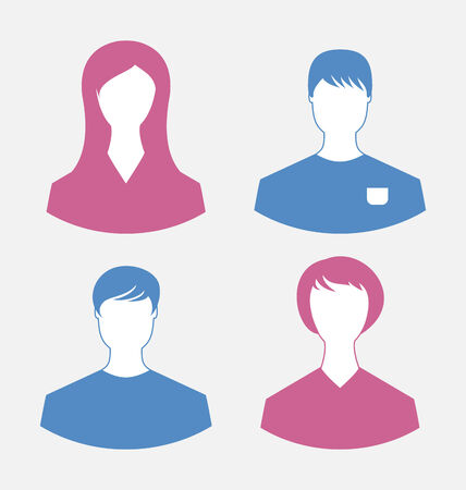 Illustration male and female user icons, modern flat design style - vectorのイラスト素材