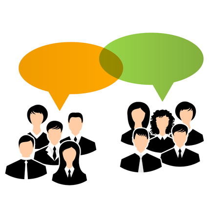 Illustration icons of business groups share your opinions, dialogs speech bubbles - vectorのイラスト素材