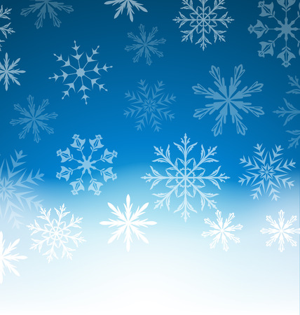 Illustration New Year blue background with snowflakes and copy space for your text - vectorのイラスト素材