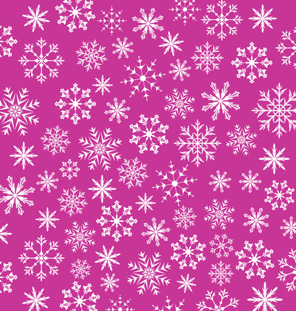 Illustration Noel pink wallpaper, snowflakes texture - vectorのイラスト素材
