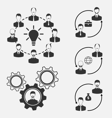 Illustration set of business people, concept of effective teamwork - vectorのイラスト素材