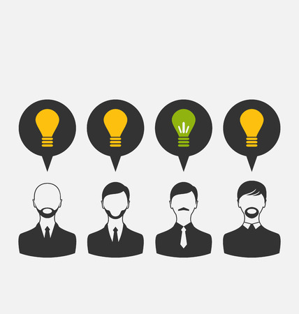 Illustration business people with light bulbs as a concept of new ideas - vectorのイラスト素材