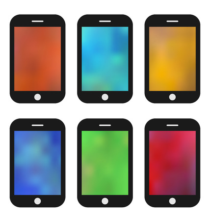 Illustrations set of colorful wallpaper for mobile phones. Blurred Backgrounds - vectorのイラスト素材
