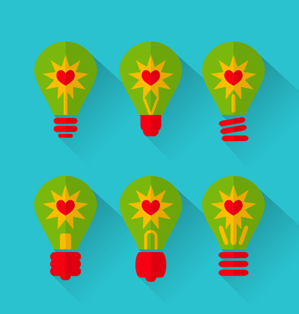 Illustration trendy flat icons for Valentines Day, style with long shadows - vectorのイラスト素材