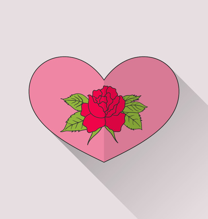 Illustration celebration romantic heart with flower rose for Valentine Day - vectorのイラスト素材