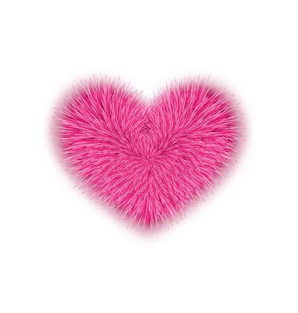 Illustration fur pink heart for Valentines Day isolated on white background - vectorのイラスト素材