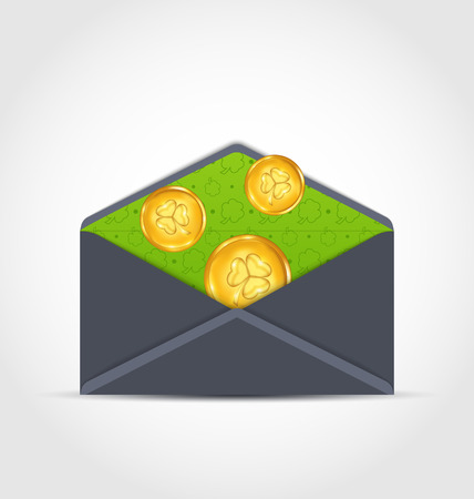 Illustration open envelope with golden coins for St. Patrick's Day - vectorのイラスト素材