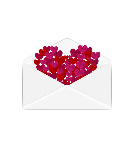 Illustration paper grunge hearts in open white envelope - vectorのイラスト素材