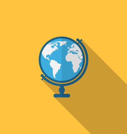 Illustration flat icon of globe with long shadow style - vectorのイラスト素材