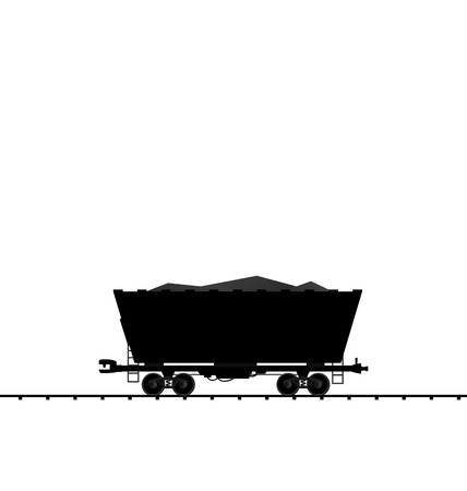 Illustration cargo coal wagon freight railroad train, black transportation icon - vectorのイラスト素材