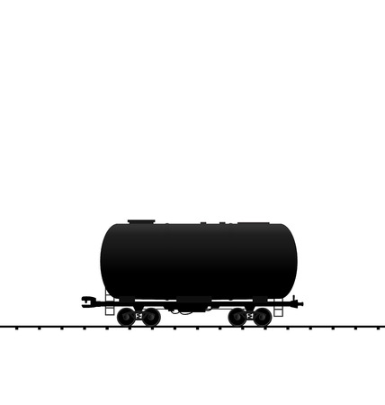 Illustration petroleum cistern wagon freight railroad train, black transportation icon - vectorのイラスト素材