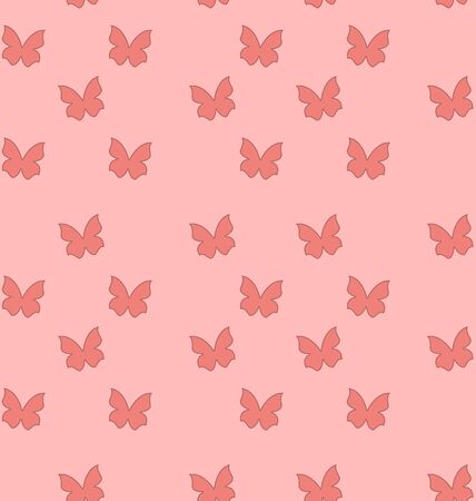 Illustration Seamless Texture with Butterflies, Cute Vintage Backgroundの写真素材