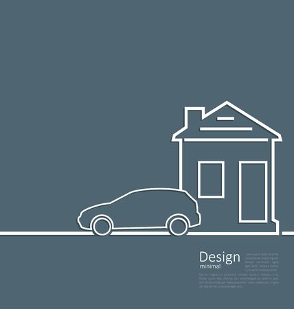 Web template house and parking car symbol in minimal flat styleの写真素材