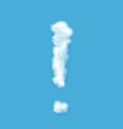 Exclamation Mark Shaped Fluffy Cloud on Blue Sky Background - vectorのイラスト素材