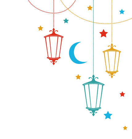 Illustration Greeting Card for Ramadan Kareem with Lampsのイラスト素材