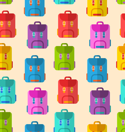 Illustration Seamless Pattern with Colorful School Rucksacks or Touristic Backpacksのイラスト素材