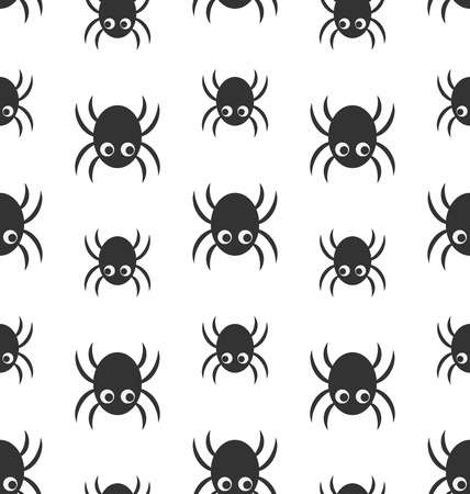 Illustration Seamless Pattern with Simple Spiders, Halloween Wallpaper - Vectorのイラスト素材