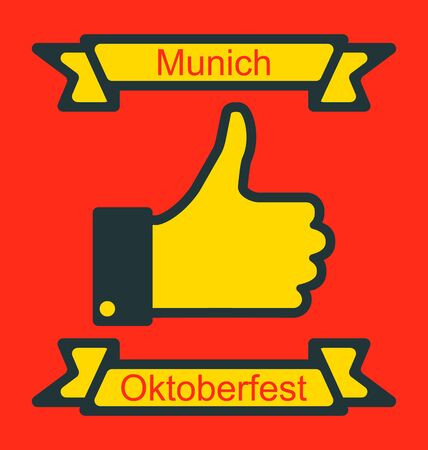 Illustration Icon of Thumb Up for Oktoberfest Party, Traditional Colors of Germany Flag - Vectorのイラスト素材