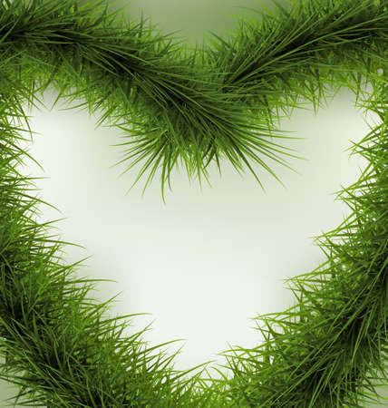 Christmas Background  heart shaped wreath, space for text - raster illustrationの写真素材