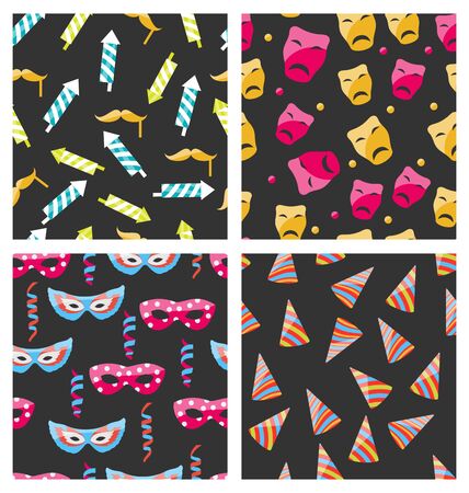 Illustration Collection Carnival Seamless Textures with Colorful Traditional Objects - Vectorのイラスト素材