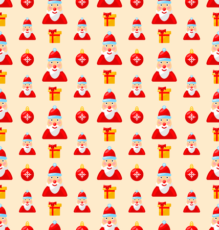 Merry Christmas and Happy New Year seamless pattern with Santa and gifts - vectorのイラスト素材