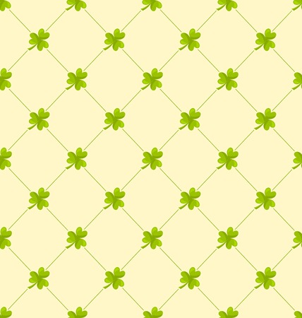 Illustration Seamless Ornamental Pattern with Clovers for St. Patricks Day, Irish Nature Background - Vectorのイラスト素材