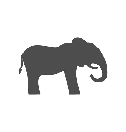 Illustration Elephant Silhouette Isolated on White Background - Vectorの写真素材