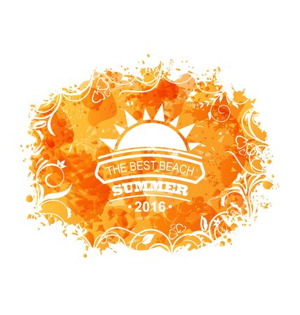 Illustration Summer Background of Holidays Design and Typography Poster Templates. Beach Vacation, Party, Travel, Paradise - Vectorのイラスト素材