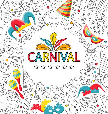Carnival Celebration Card with Hand Drawing Icon Styleのイラスト素材