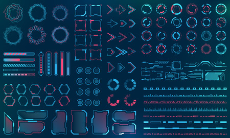 Set HUD Interface Elements - Lines, Circles, Pointers, Frames, Bar Download for Web Applications