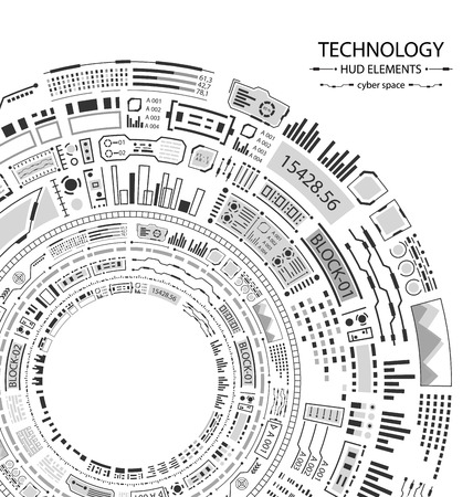 Hud Design for Futuristic Interface, Infographic Elementsのイラスト素材