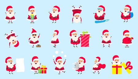 Collection Santa Clauses. Christmas Cheerful Happy Charactersのイラスト素材