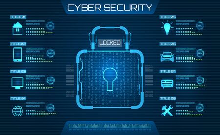 Cyber Security Concept. Lock Symbol, Privacy Information - Illustration 