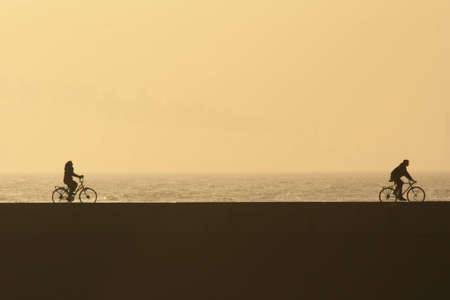 Cycling at sunset