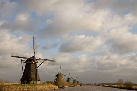 Dutch windmills in Kinderdijkのeditorial素材