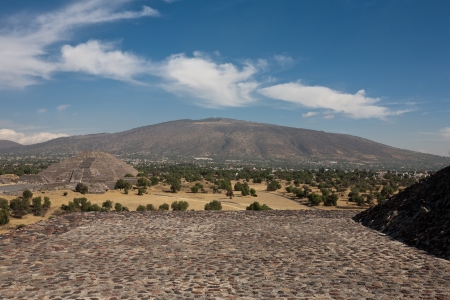 Teotihuacan - famous aztec pyramids of Sun and Moon near by Mexico cityの写真素材