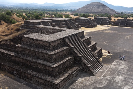Teotihuacan - famous aztec pyramids of Sun and Moon near by Mexico cityの写真素材