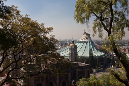 Basilika de Guadalupe, the biggest and the most famous, holly place of Mexicoの写真素材