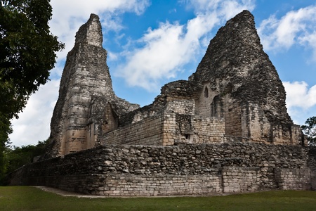 Ancient ruins of pyramid in Xpujil, Mexicoの写真素材
