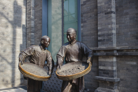Beijing, China - May 19, 2016: sculptures on Qianmen street, Beijing, Chinaのeditorial素材