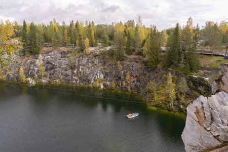 Mountain marble quarry in Ruskeala Park in Karelia.の写真素材