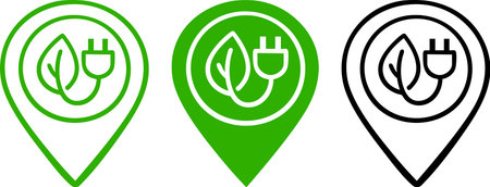 Eco Friendly Energy Location Pin Icons Setのイラスト素材