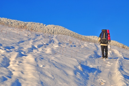 Tourist on a hillside