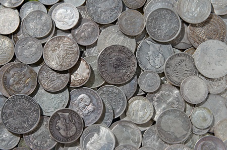 Ancient silver coinsの写真素材