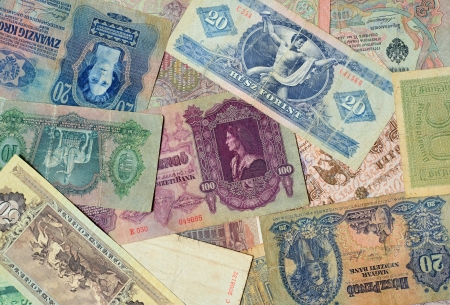 Ancient banknotes in a background の写真素材