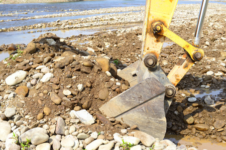 Gravel excavated in the mainstream of the river